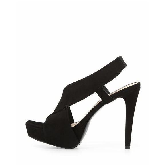 DVF Platform Black Suede Strappy Slingback Heels. - Picture 1 of 2